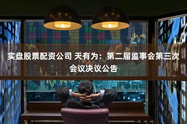 实盘股票配资公司 天有为：第二届监事会第三次会议决议公告